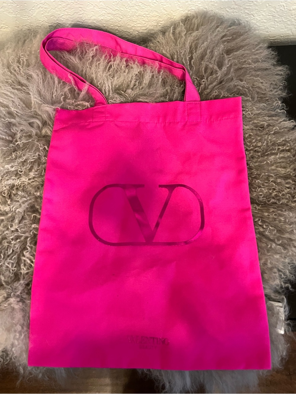 Valentino Hot Pink Logo Canvas Tote